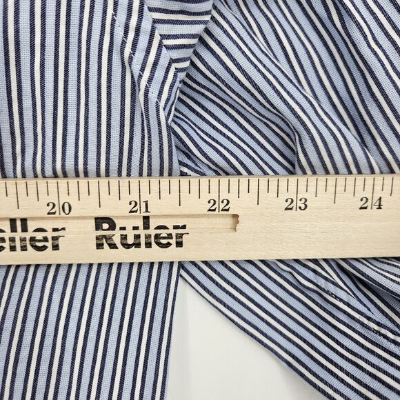 Corneliani Shirt Mens 17 43 Blue Stripe Preppy Business Dress Formal Casual‎ - Picture 8 of 10